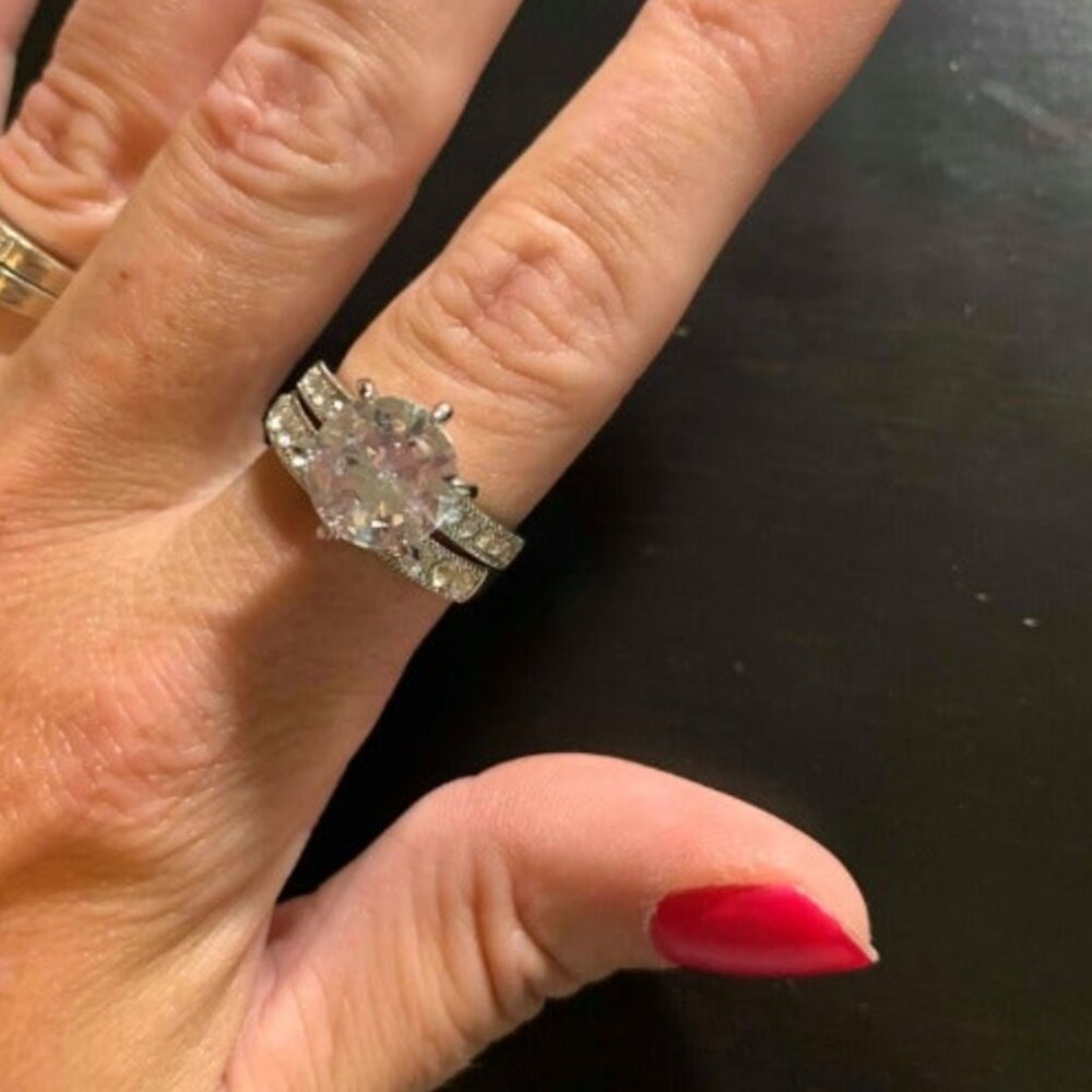 Women's Cubic Zirconia Round Cut Wedding Set in a Sterling Silver Setting